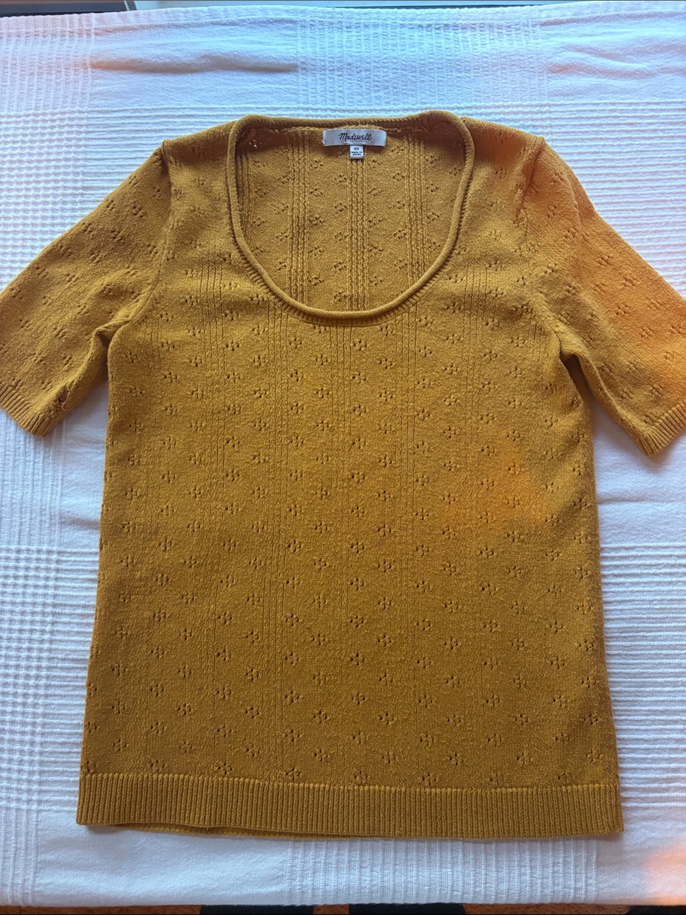 Madewell Mustard Scoop Neck Short-Sleeve Sweater